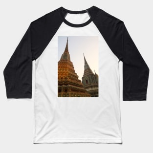 Third view of two stupa against sky at Wat Pho Baseball T-Shirt
